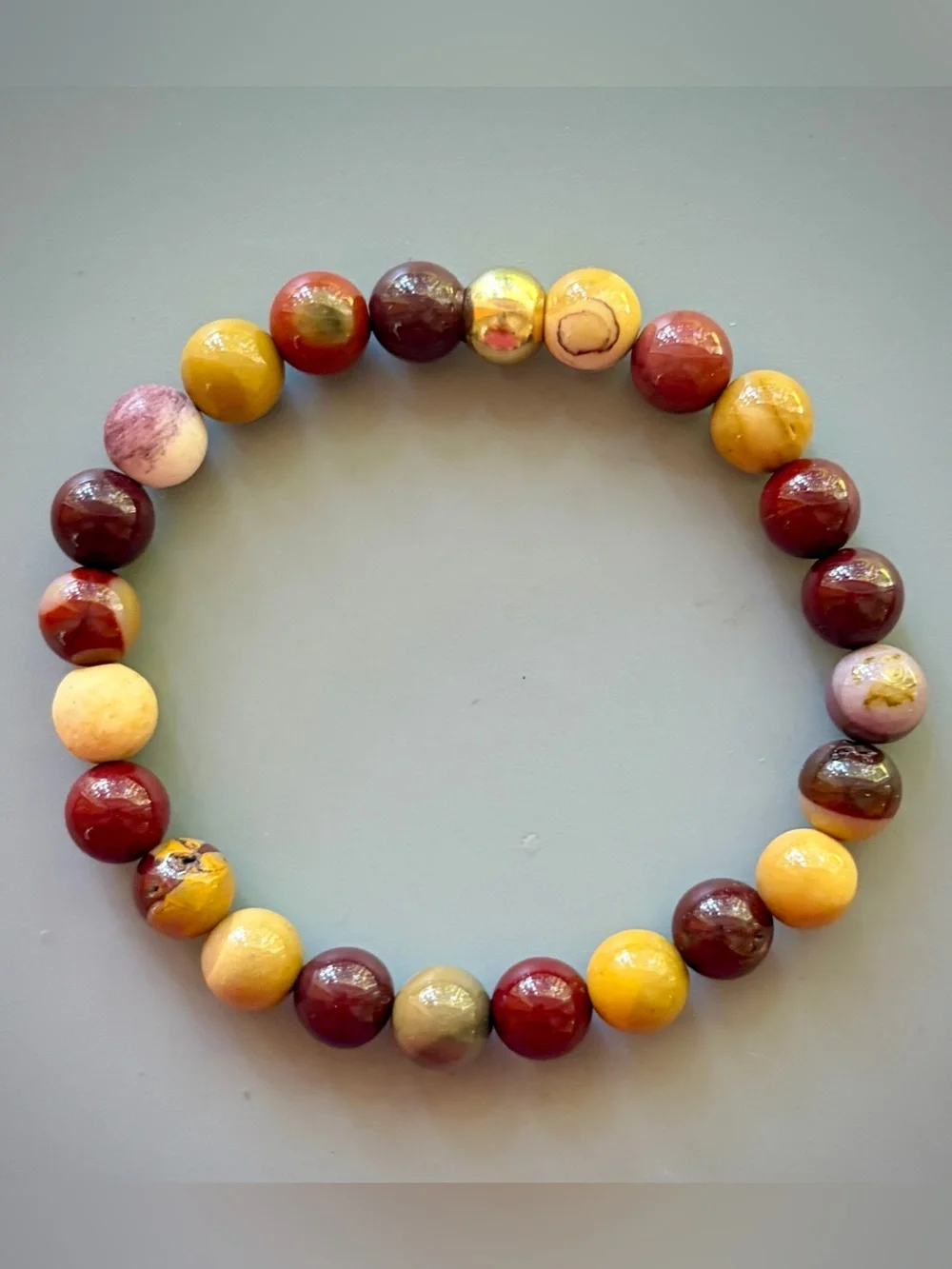 Natural Mookite Jasper Handcrafted Bead Bracelet